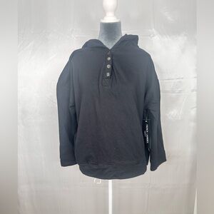 NWT French Laundry Sport Fleece Half Snap Button Hoodie Size XL